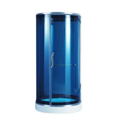 (KK8002)Blue Glass Cheap Mini Shower Room Wet Room Round Glass Shower Cabin